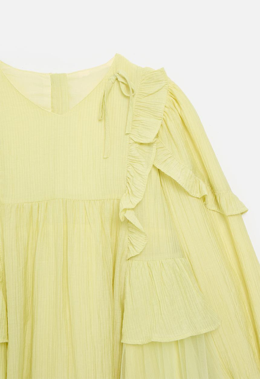 Pop Candy - Frilly boho dress - mindaro green