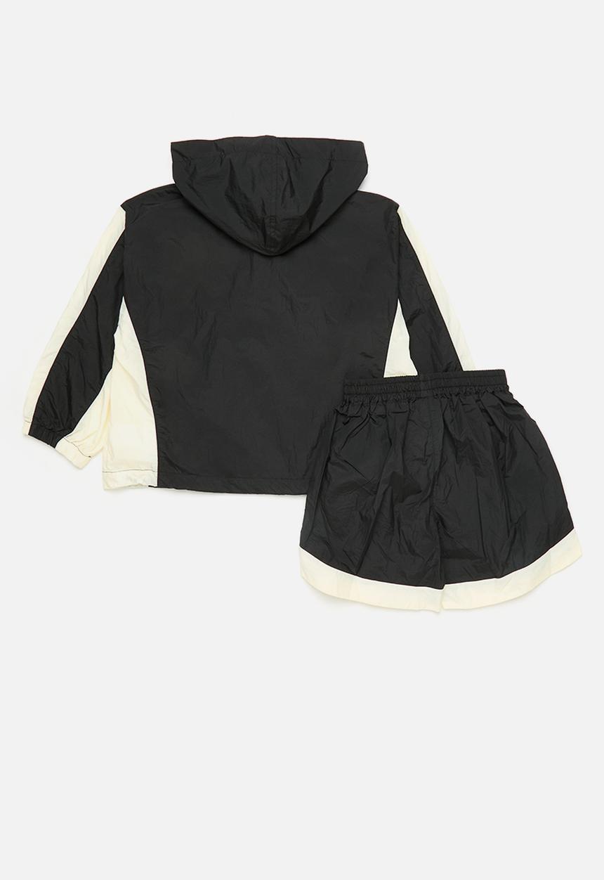 Pop Candy - Hooded windreaker & short set-blue & white