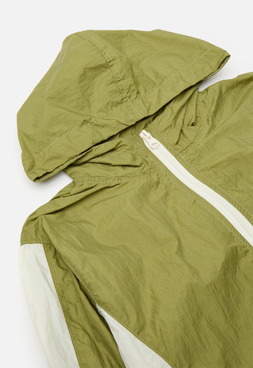 Pop Candy - Hooded windreaker & short set-green & white