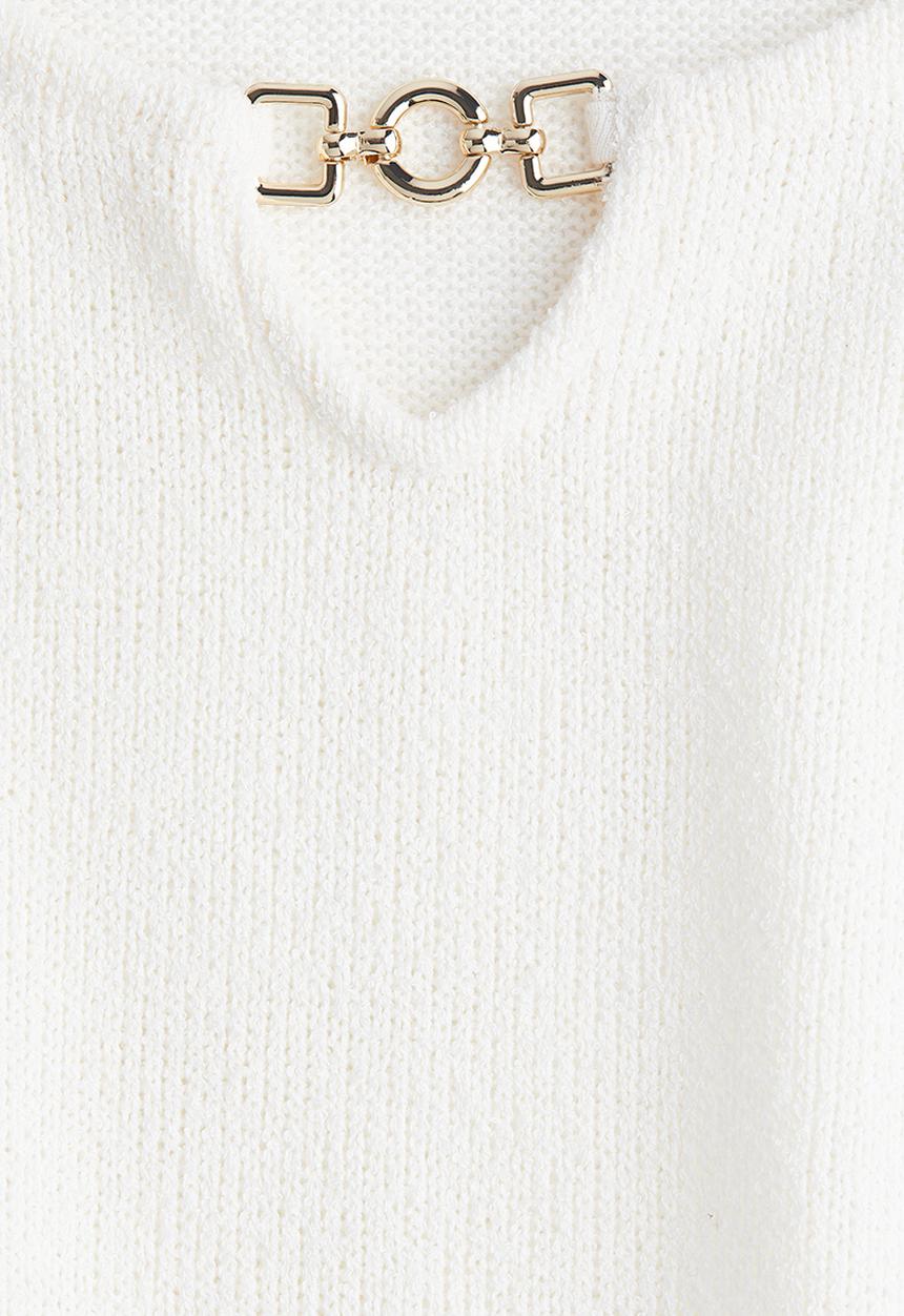H&M - Knitted flared-skirt dress - white