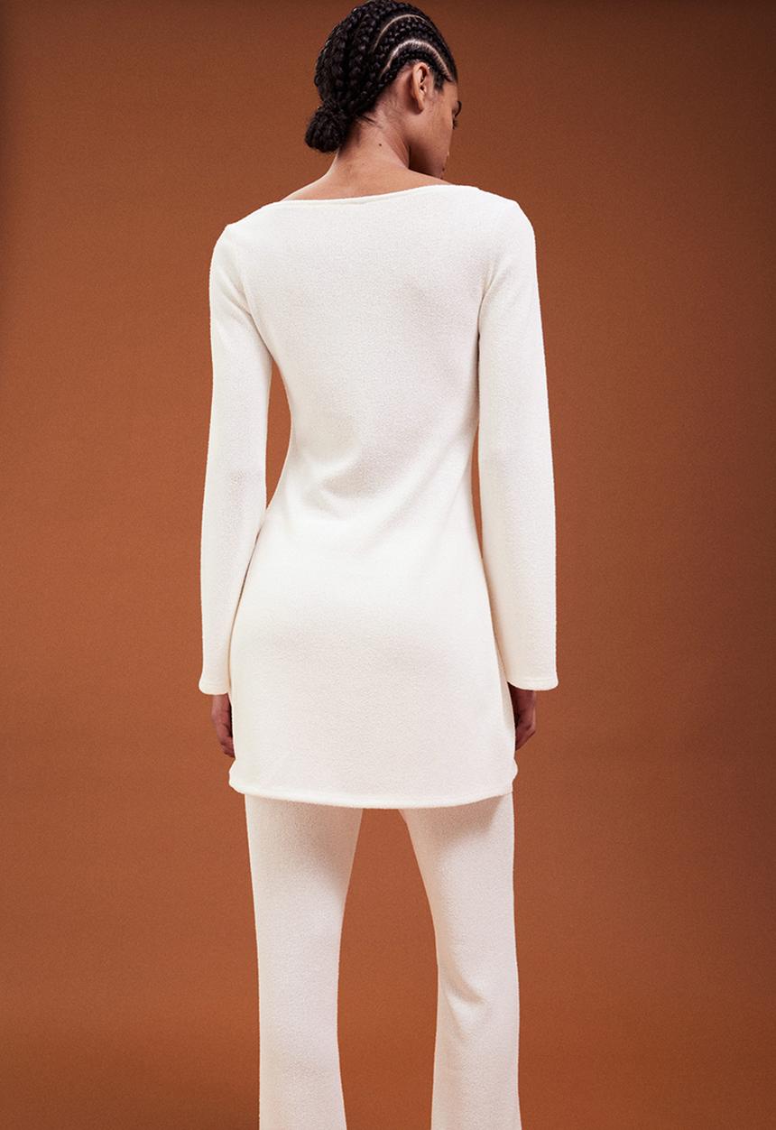 H&M - Knitted flared-skirt dress - white