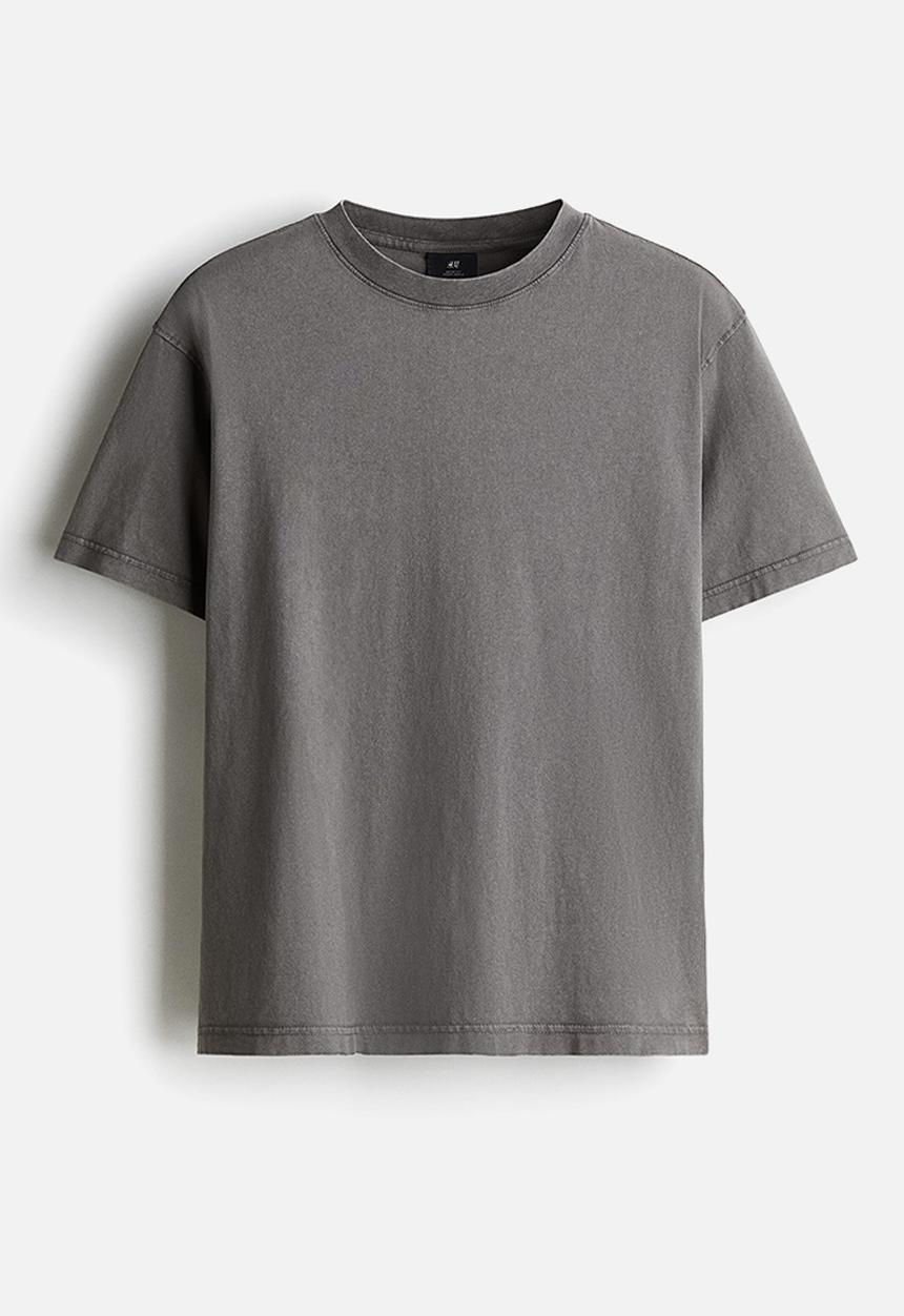 H&M - Loose fit washed t-shirt - dark grey