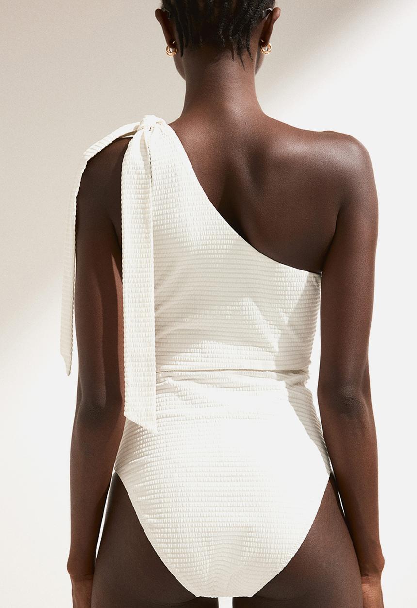 H&M - Padded-cup one-shoulder swimsuit - white