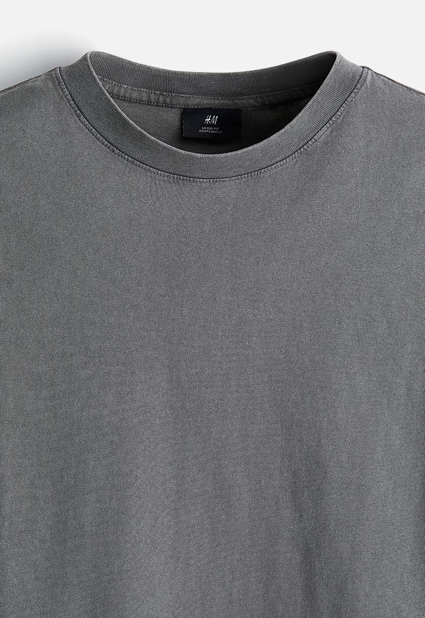 H&M - Loose fit washed t-shirt - dark grey