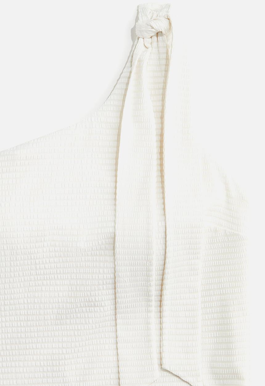 H&M - Padded-cup one-shoulder swimsuit - white