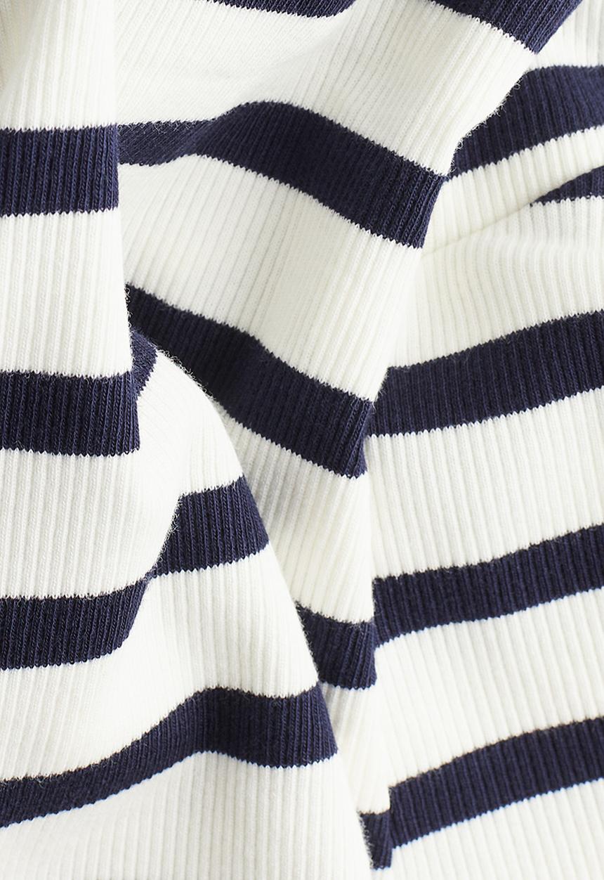H&M - Off-the-shoulder top - white & navy blue striped