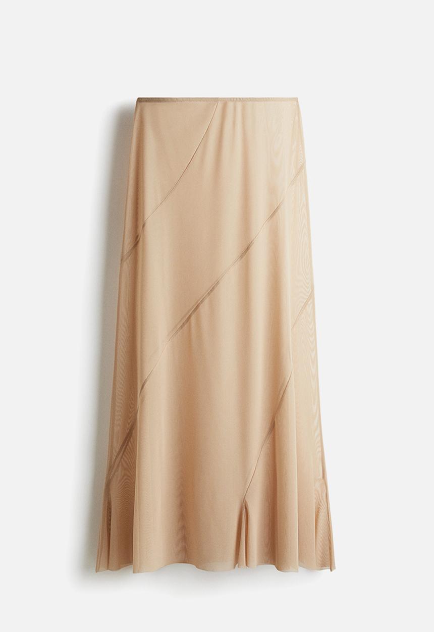 H&M - Long mesh skirt - beige