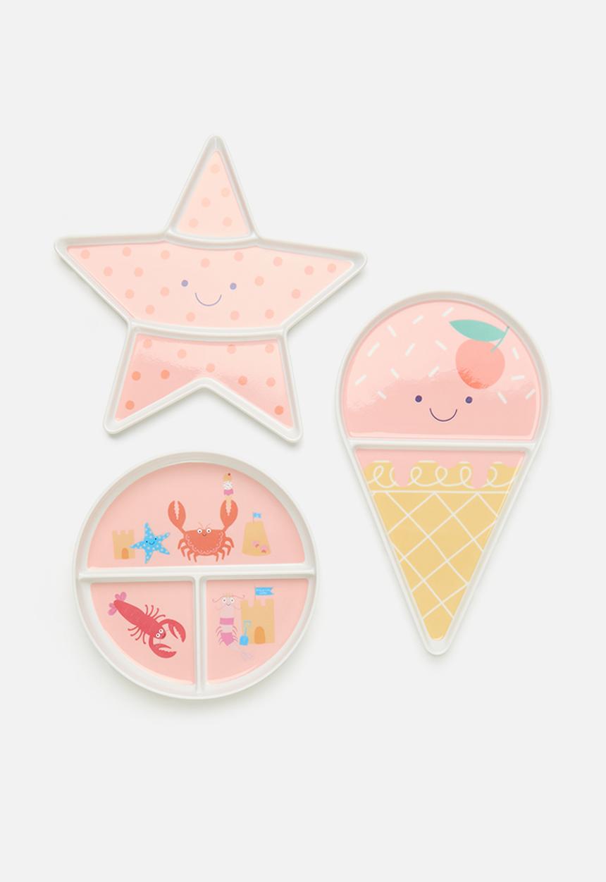 Excellent Houseware - Shapes dinner plate set of 3 - pink