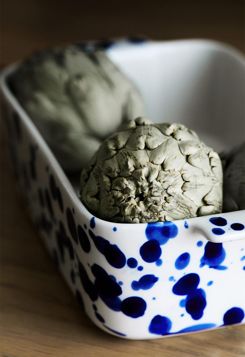 H&M - Speckled-glaze stoneware oven dish - blue speckled