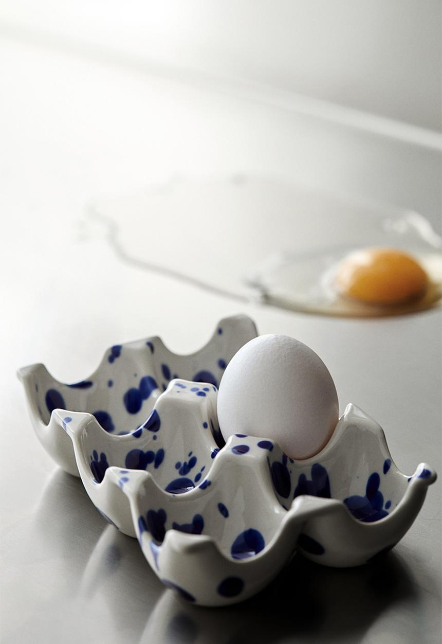 H&M - Speckled-glaze stoneware egg tray - blue speckled