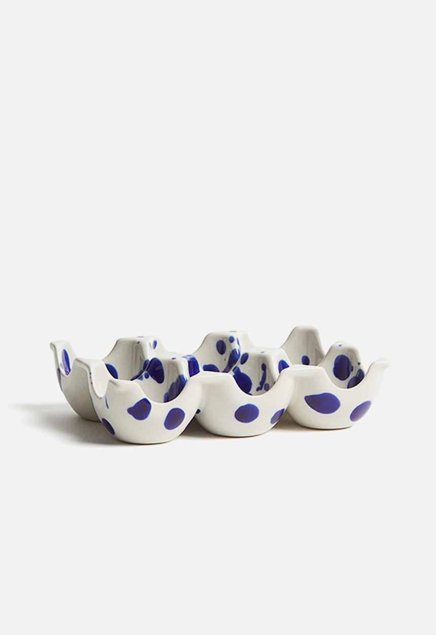 H&M - Speckled-glaze stoneware egg tray - blue speckled
