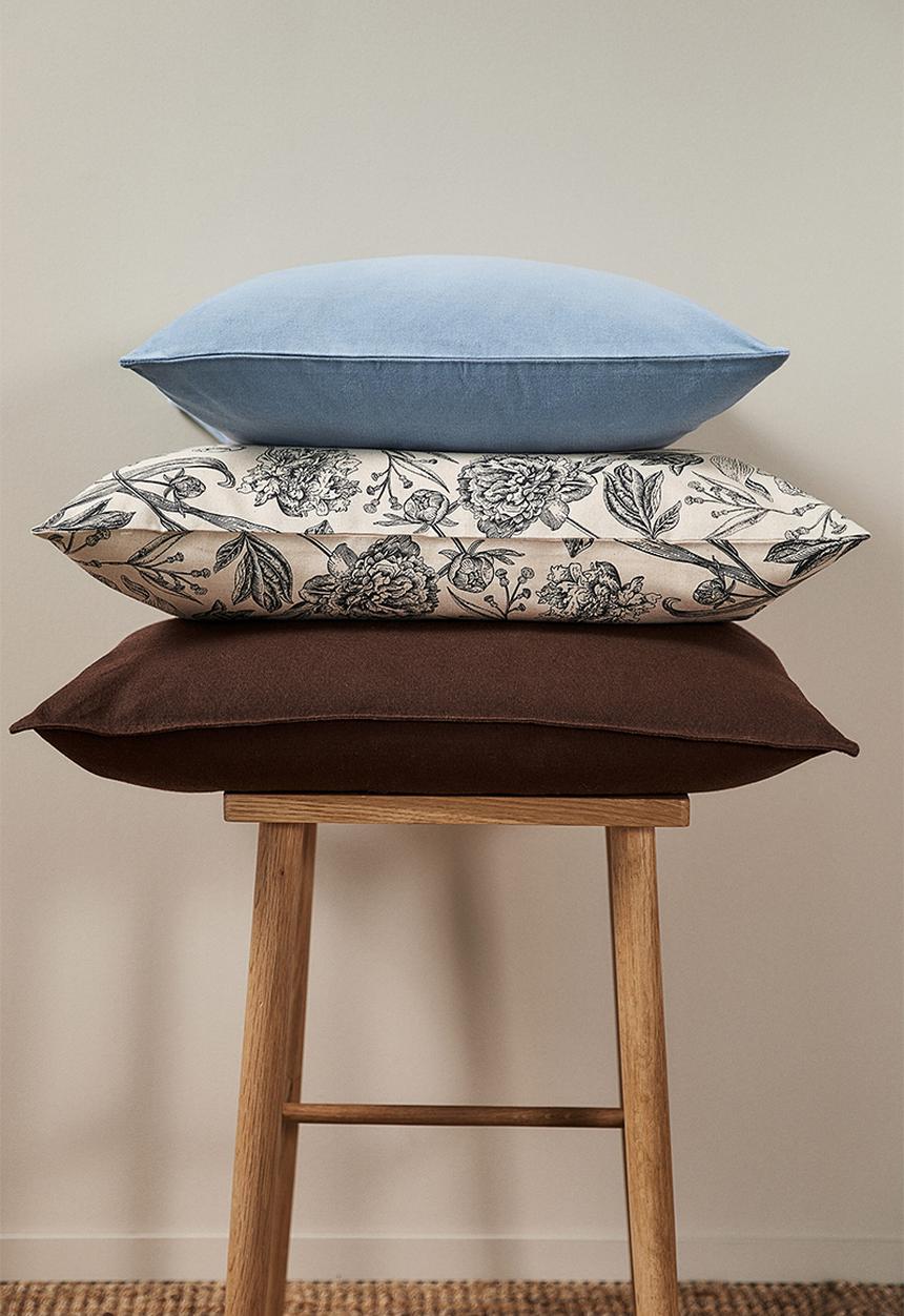 H&M - Cotton canvas cushion cover - beige floral