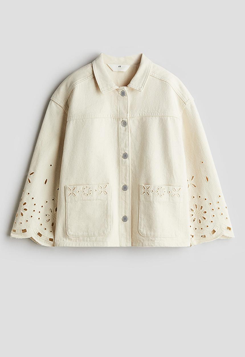 H&M - Broderie anglaise denim jacket - cream