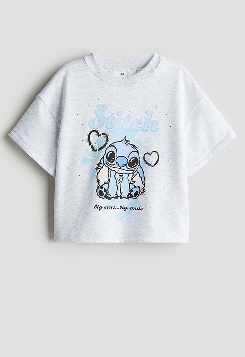 H&M - Printed t-shirt - light grey lilo & stitch