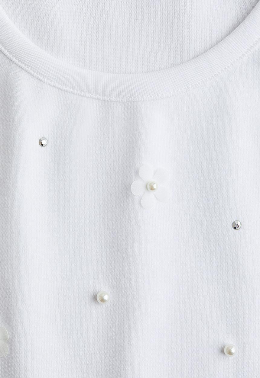 H&M - Embellished cotton top - white