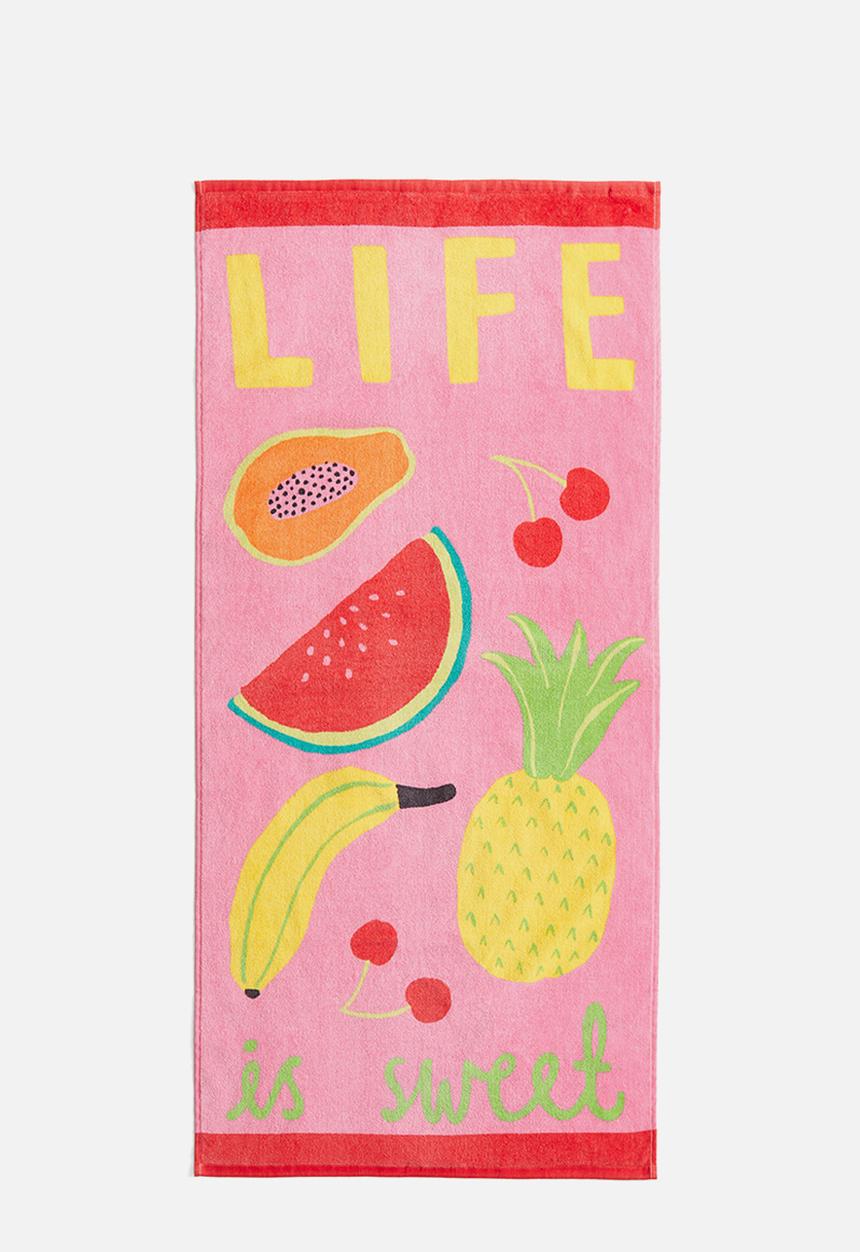 H&M - Patterned bath towel - pink fruits