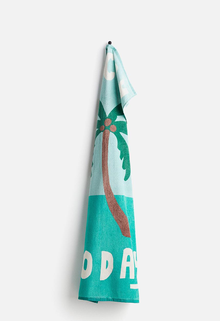 H&M - Patterned bath towel - turquoise vacay today