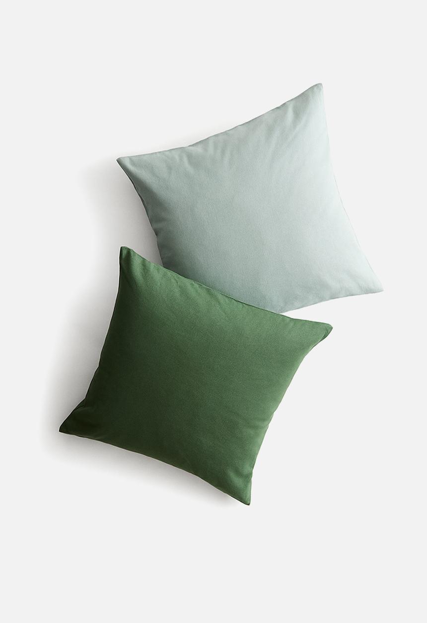 H&M - 2 pack cotton canvas cushion covers - green & dusty green