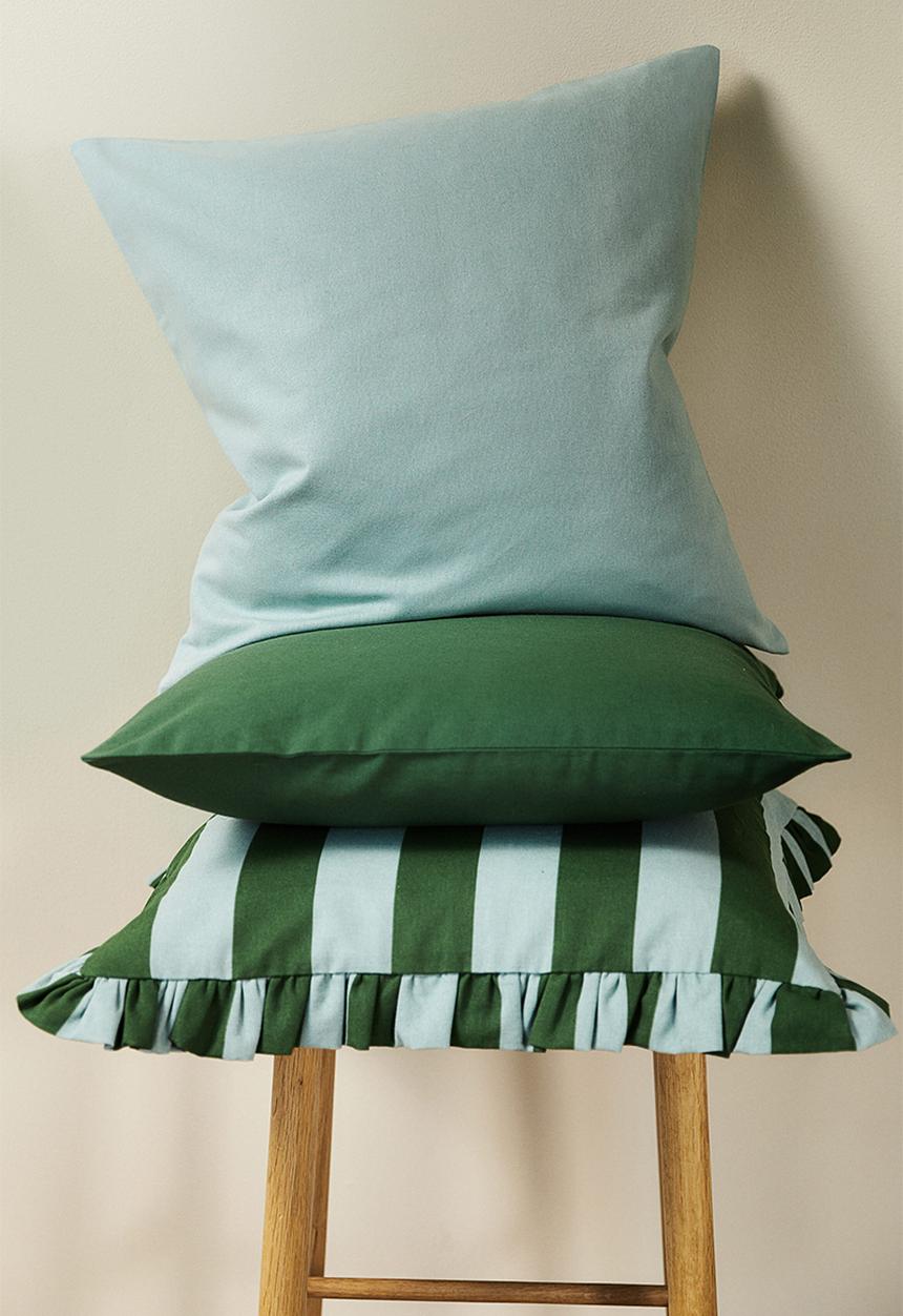 H&M - 2 pack cotton canvas cushion covers - green & dusty green