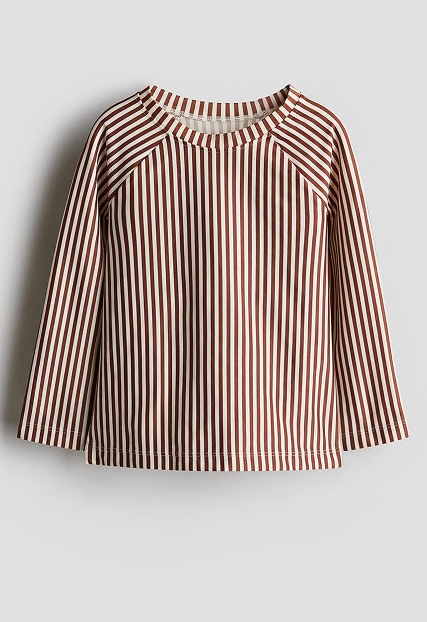 H&M - Upf 50 swim top - brown/white striped 