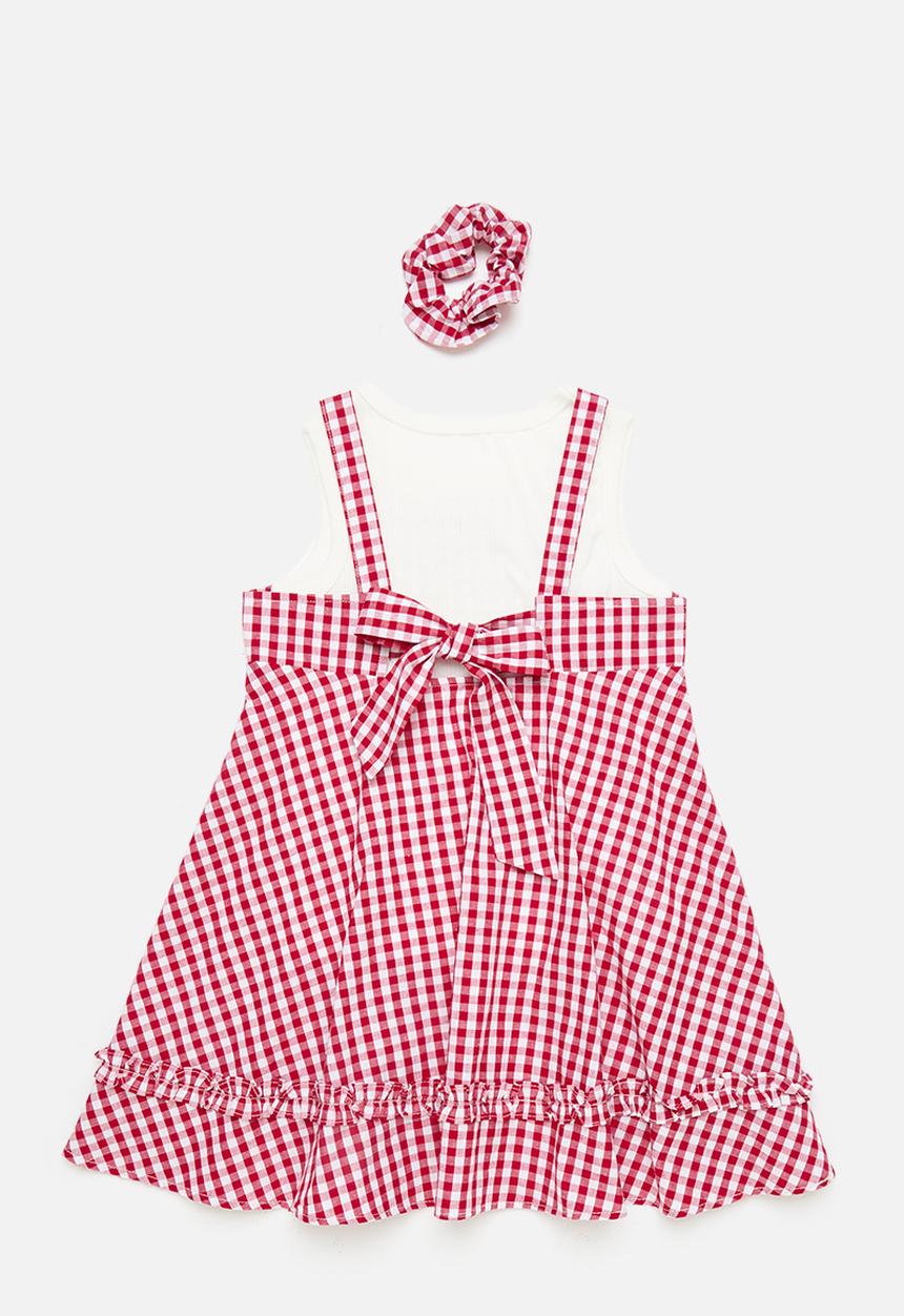 Pop Candy - Gingham summer dress & vest set - red/white