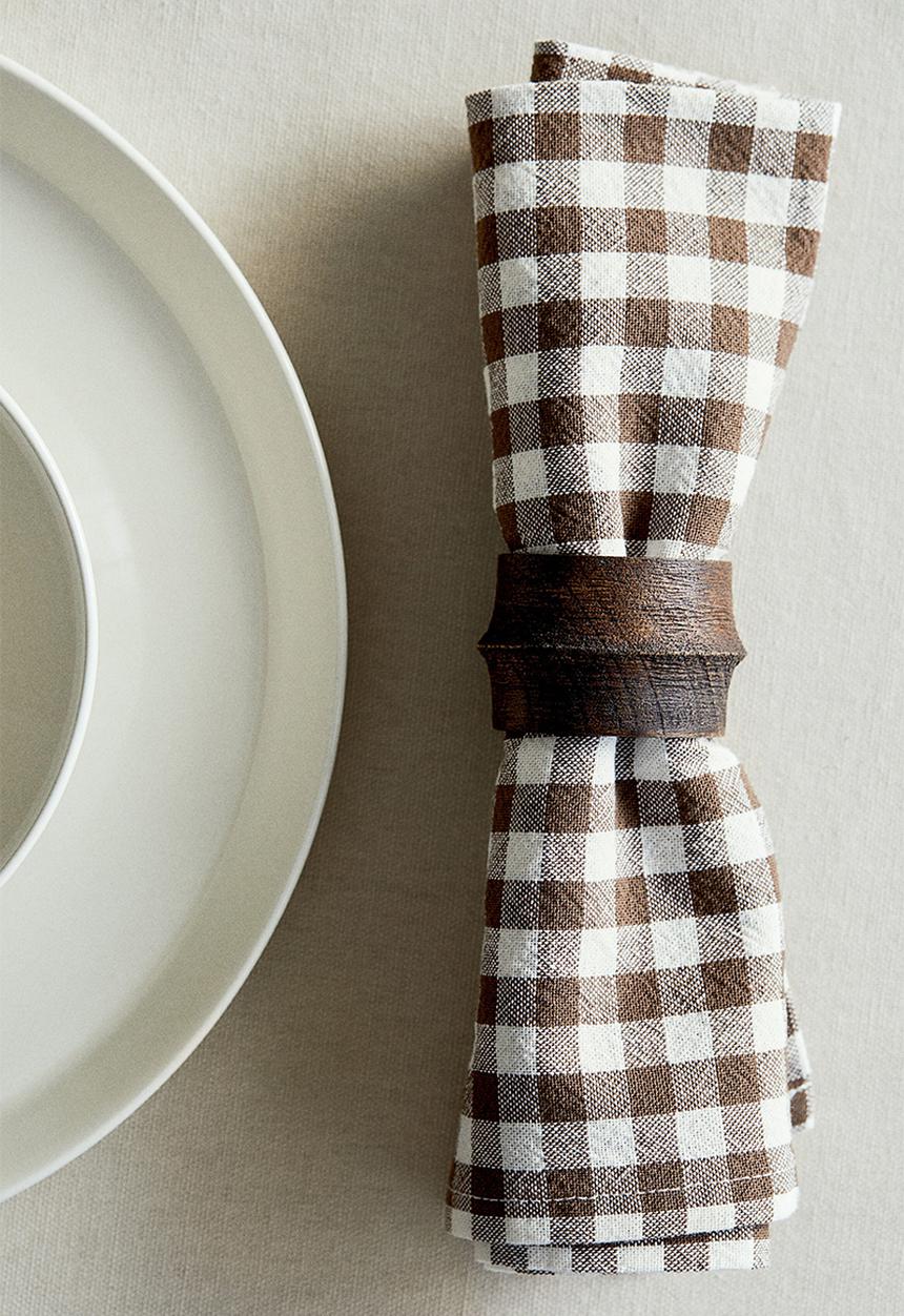 H&M - 2 pack napkins - dark brown gingham check