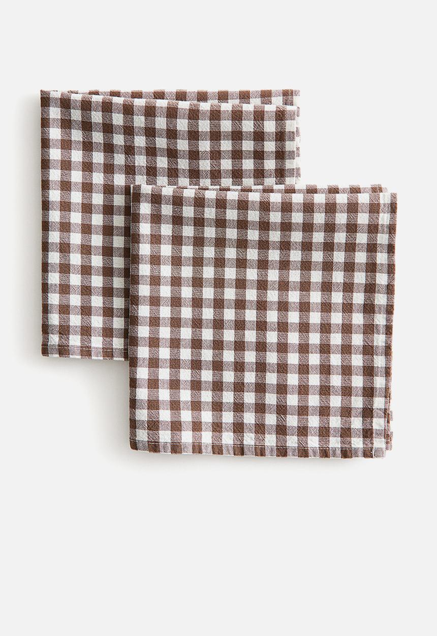 H&M - 2 pack napkins - dark brown gingham check