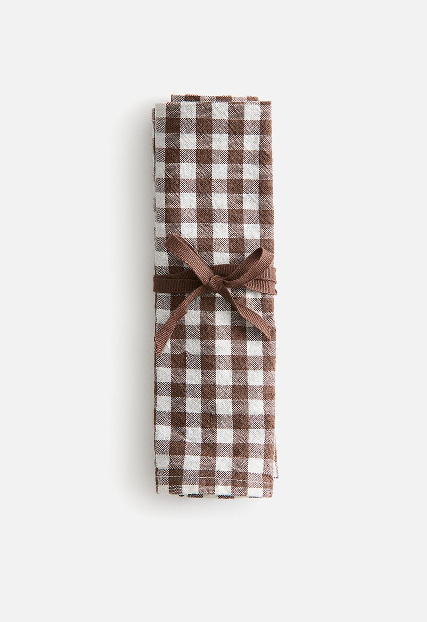 H&M - 2 pack napkins - dark brown gingham check