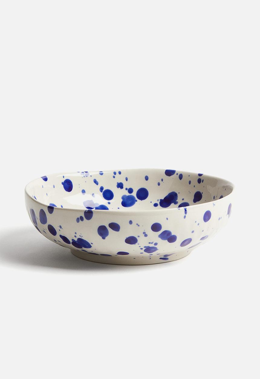 H&M - Stoneware serving dish - blue speckled 
