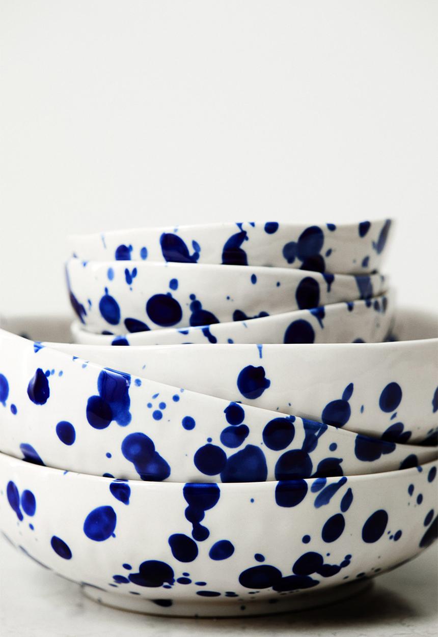 H&M - Stoneware serving dish - blue speckled 