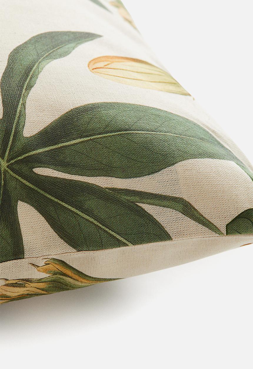 H&M - Patterned cushion cover - light beige floral 