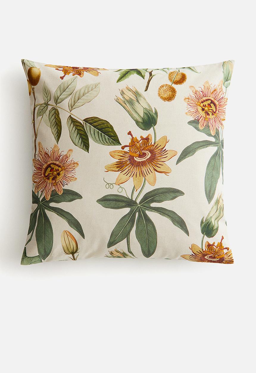 H&M - Patterned cushion cover - light beige floral 