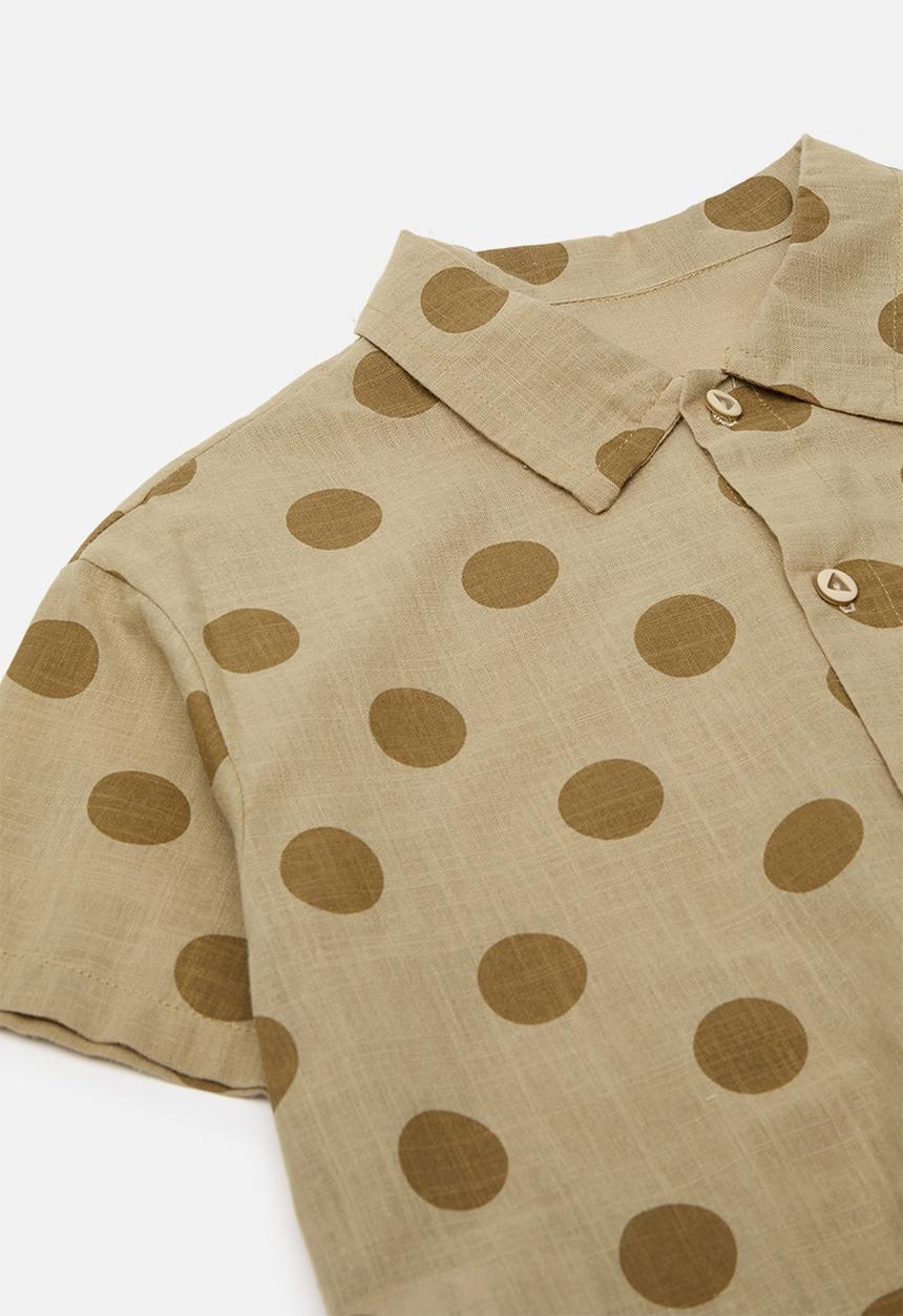 Pop Candy - Dolphin hem shirt & shorts set - brown/polka dots