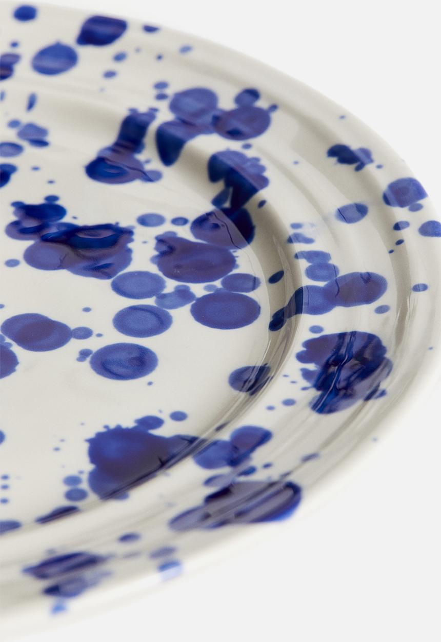 H&M - Large stoneware plate - blue speckled