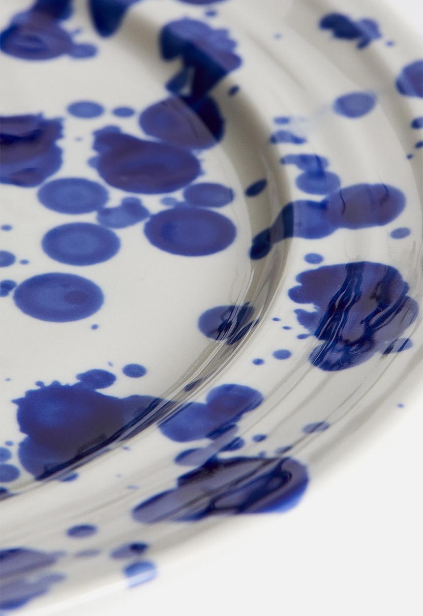 H&M - Stoneware plate - blue speckled