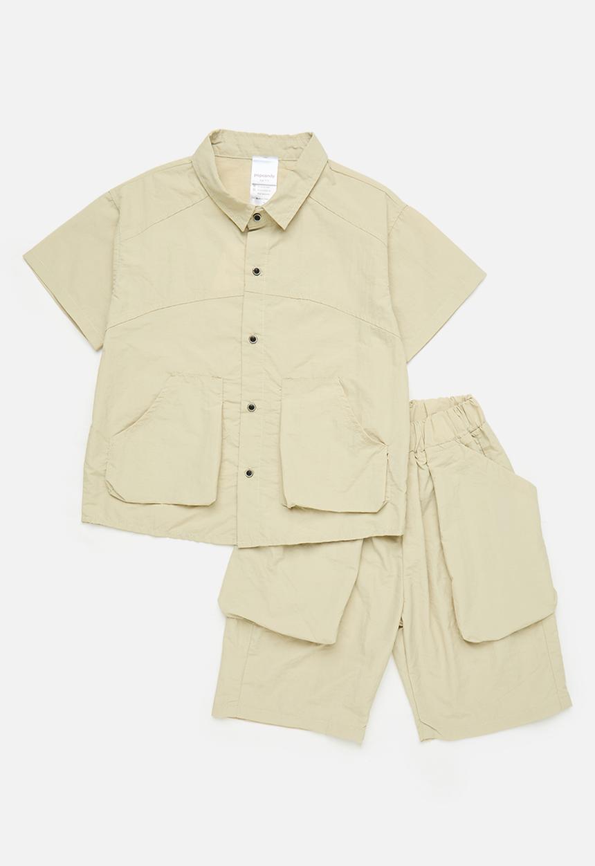 Pop Candy - Shirt & shorts set with lift-away pockets - light beige