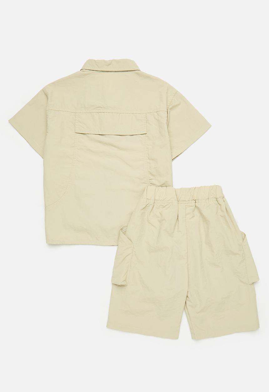 Pop Candy - Shirt & shorts set with lift-away pockets - light beige
