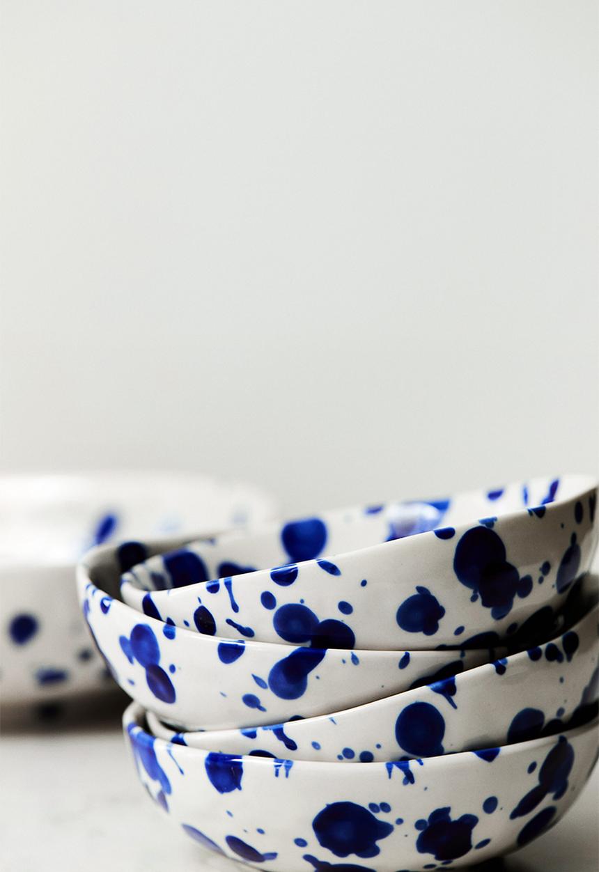 H&M - Small stoneware bowl - blue speckled