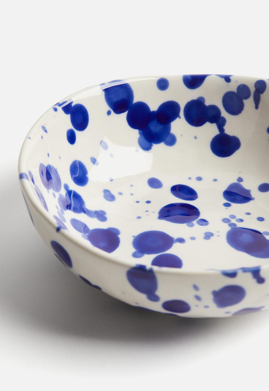H&M - Small stoneware bowl - blue speckled