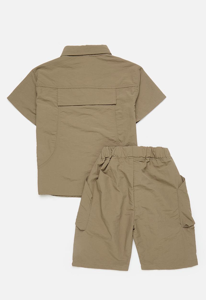 Pop Candy - Shirt & shorts set with lift-away pockets - mushroom brown