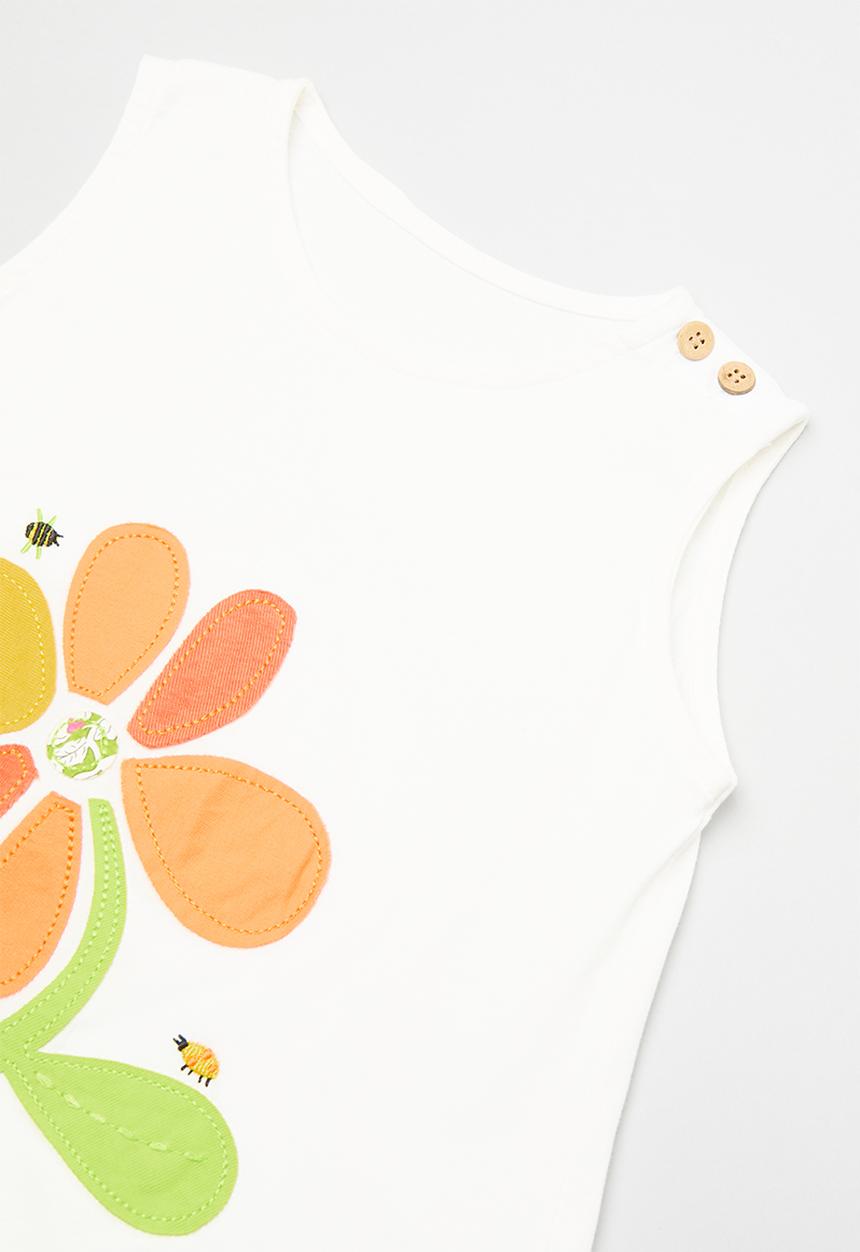 Pop Candy - Placement print frilled hem tee & shorts - white/green/floral