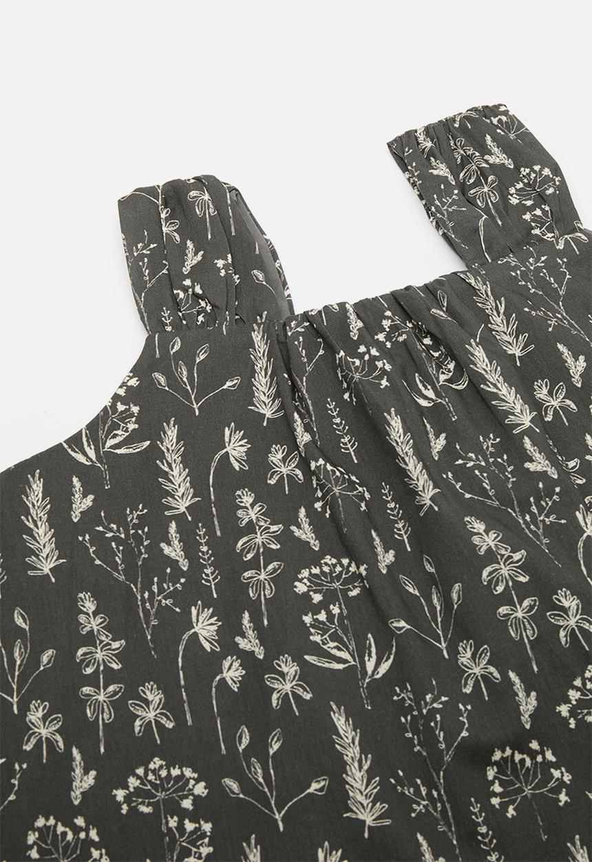 Pop Candy - Floral printed tent top with barrel leg pants - dark grey/eggshell