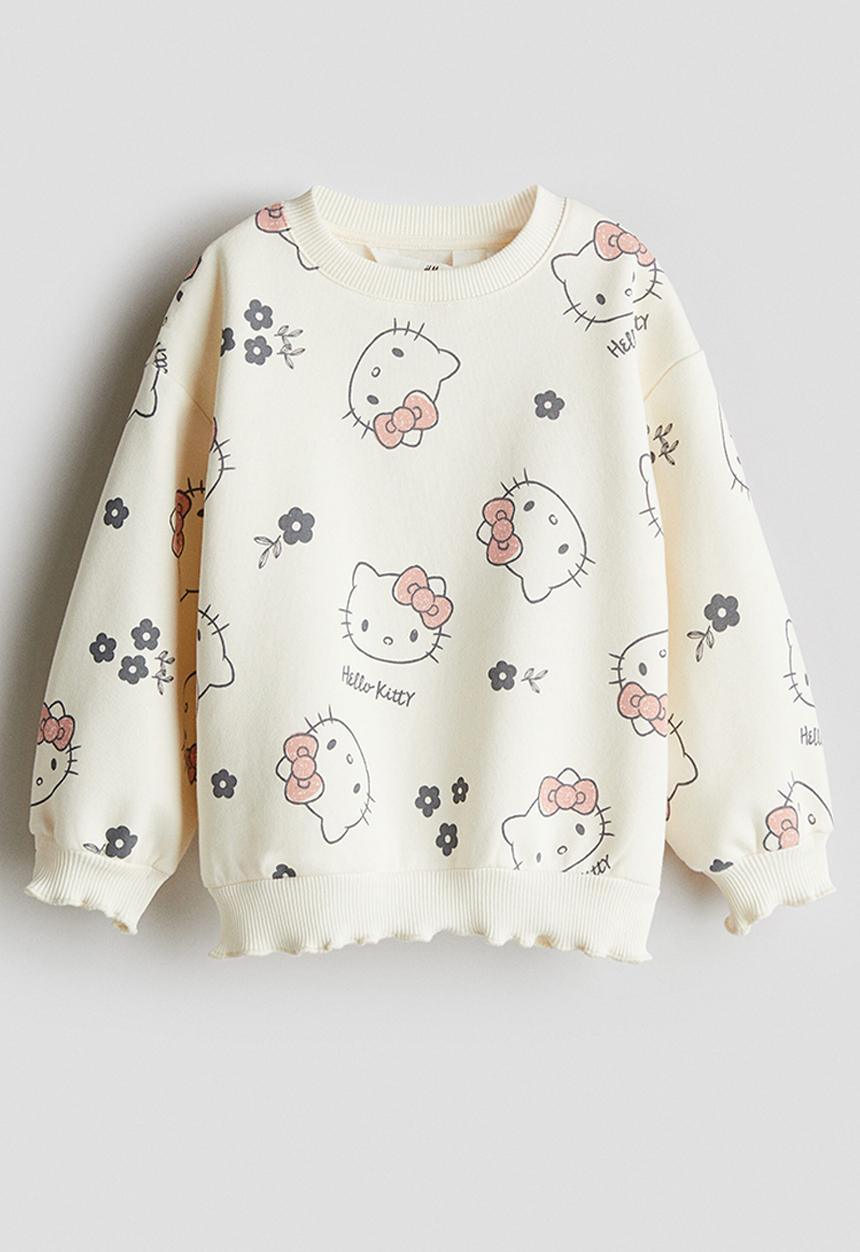 H&M - Printed sweatshirt - cream/hello kitty
