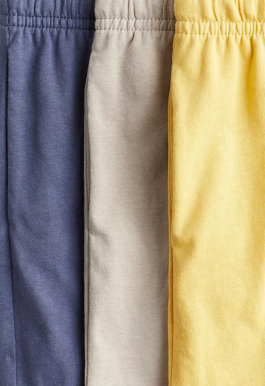 H&M - 3-Pack cotton shorts - dusty blue/yellow