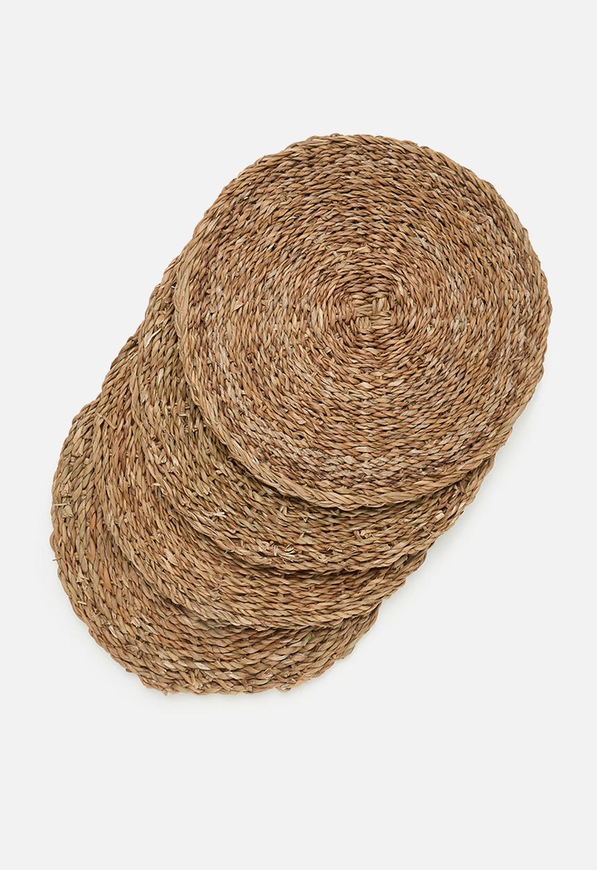 Excellent Houseware - Seagrass round placemat set of 4 - natural