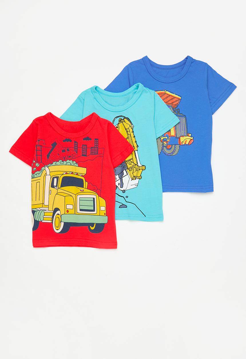 Pop Candy - 3 pack graphic tees - blue/aqua/red/multi