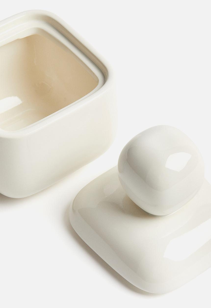 H&M - Small stoneware box with a lid - white
