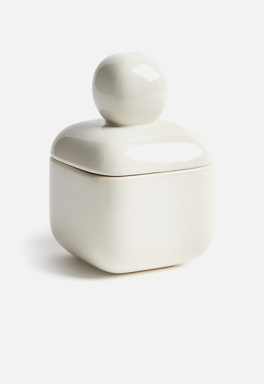 H&M - Small stoneware box with a lid - white