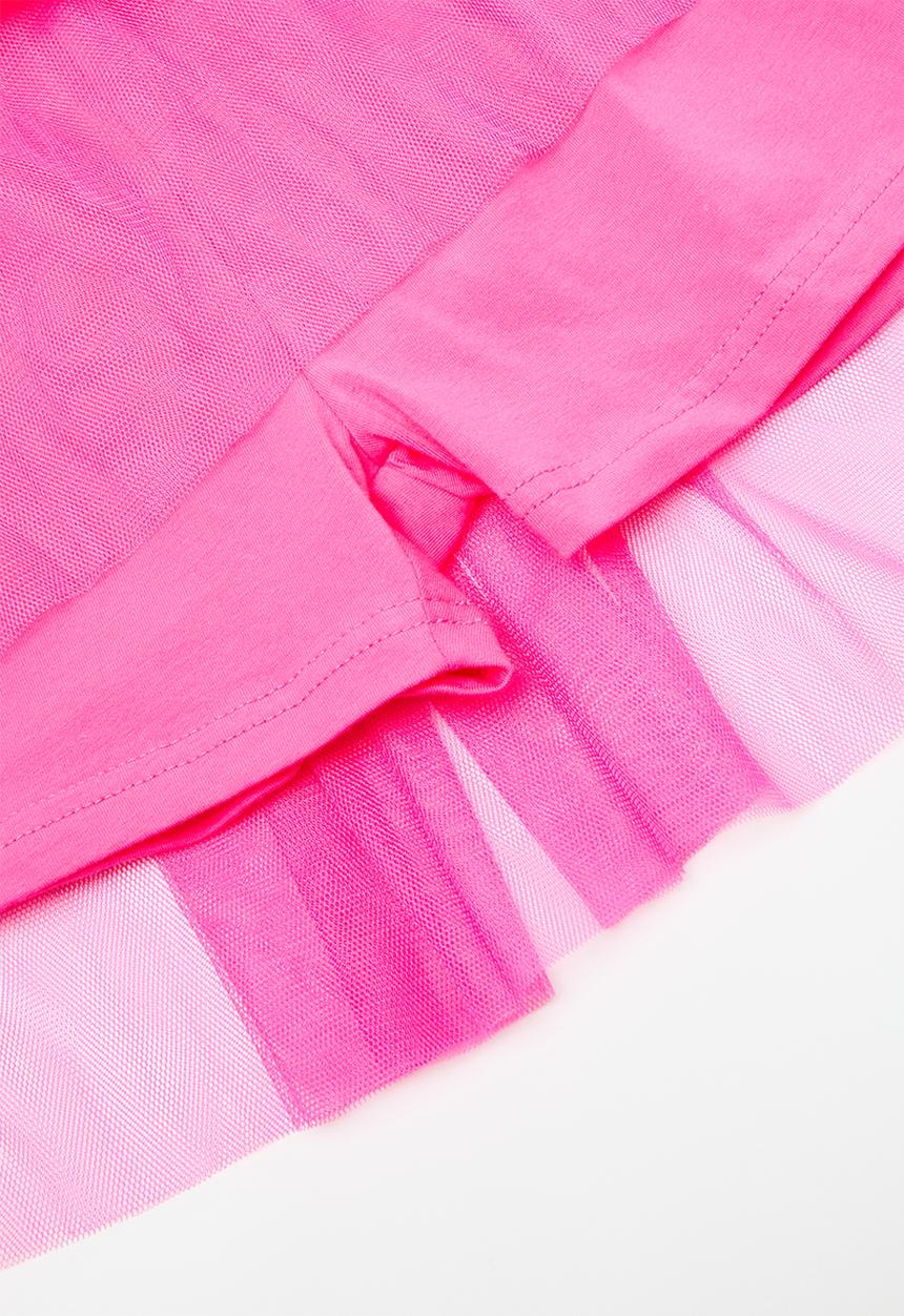 Pop Candy - Placement print tee with full gather tulle skirt - pink