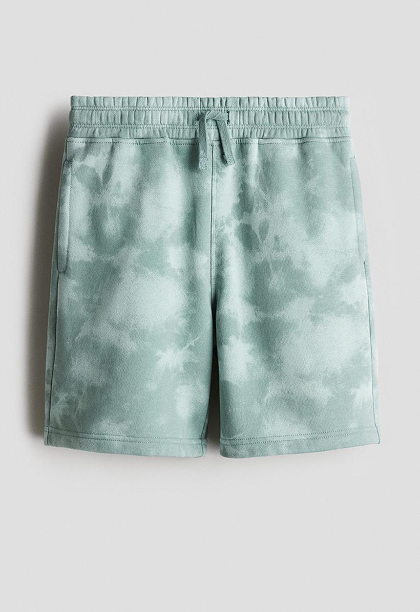 H&M - Printed sweatshirt shorts - green tie-dye